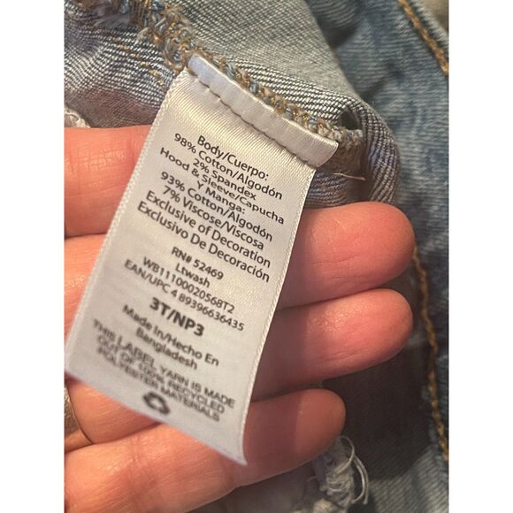 Wonder Nation Denim & Fleece Jacket Unisex Size 3T Removeable Hood Medium Wash - Picture 4 of 6